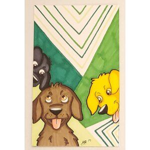Labrador Retriever Puppy Trio | Original Dogcember Marker Illustration